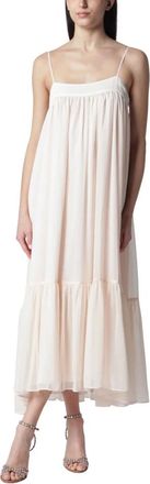 Rotate ROTATE Birger Christensen, Midi Dresses, female, Beige, Size: M Mesh Capsleeve Maxi Dress