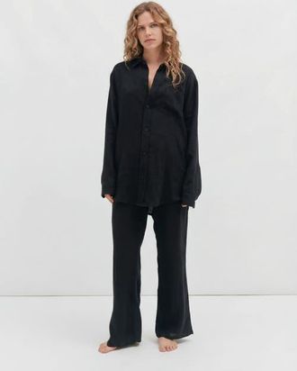 Desmond & Dempsey Lounge Pajama Trouser in Black at Nordstrom, Size Large Uk