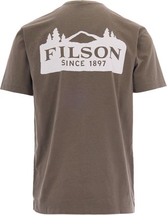 Filson Mens T-Shirt Scenic Graphic Hawk Brown Cotton T-Shirts And Polos