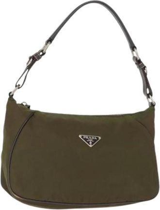 Prada Pre-owned Shoulder Bags, female, Green, Size: ONE SIZE Pre-owned Vintage Nylon Shoulder Bag
