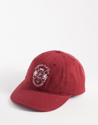 Tommy Hilfiger Cappellino in cotone slavato rosso con stemma del logo