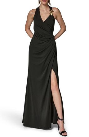 DKNY Slit Jersey Gown in Black at Nordstrom, Size 14
