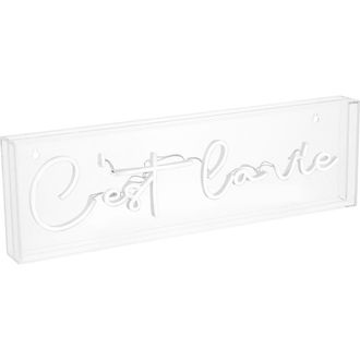 Jonathan Y Designs Cest La Vie 20 X 6 Contemporary Glam Acrylic Box USB Operated LED Neon Light, White at Nordstrom