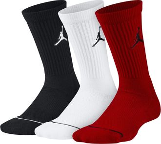 Nike Jordan Air Jordan Solid Color Embroidered Athletic Socks Unisex 3 Pairs Black + Red + White SX5545-011