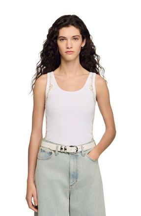 Sandro Vest top with lace detail in White at Nordstrom, Size X-Large