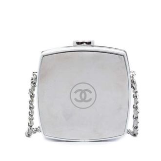 Chanel Pre-owned Clutch met ketting - Dames - Pre-owned - Wit - Maat: ONE Size Leer