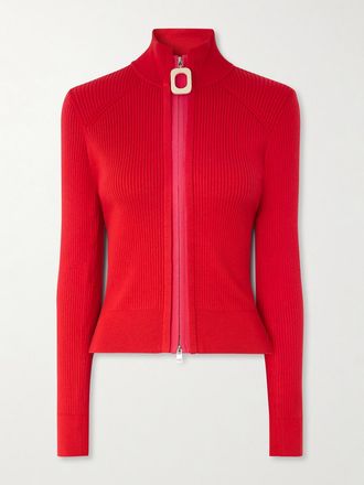 J.W.Anderson Cardigan In Misto Cotone A Coste - Rosso