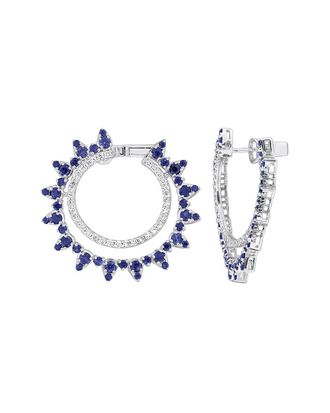 Rina Limor 14K 5.09 Ct. Tw. Diamond & Blue Sapphire Hoops