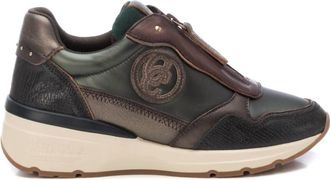 Xti Womens Leather Sneakers In Kakhi
