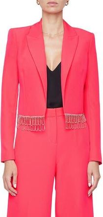 L'agence Jen Crystal Fringe Crop Blazer in Neon Coral at Nordstrom Rack, Size 0