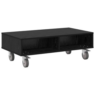 vidaXL Mesa Lateral Con Ruedas Roble Negro 90 X 50 X 30 Cm Vidaxl