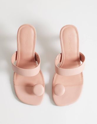 Topshop Natalie - Sandali infradito con tacco medio squadrato rosa