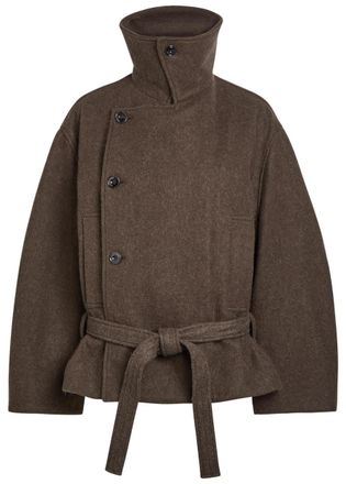 Christophe Lemaire Double-breasted Belted Wool-blend Wrap Coat - Brown - 32 (UK4 / Xxs)