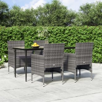 vidaXL Vidaxl - Juego De Comedor Para Jard&iacute;n 5 Piezas Con Cojines Gris Y Negro