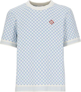 Casablanca Camiseta de punto con tablero de ajedrez - Knitwear - Hombre - Azul - M