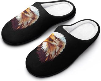 Generic An Eagle-head Mens Slippers Slip On Comfortable Fleece Cotton House Shoes Winter