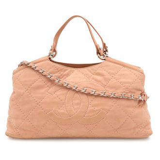 Chanel Pink Leather Handbag Shoulder Bag Tote Bag (Pre-Owned)