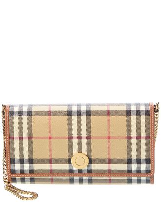 Burberry Check E-Canvas & Leather Wallet On Chain