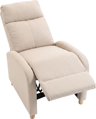 HOMCOM Homcom Poltrona Reclinabile In Tessuto Effetto Lino Con Poggiapiedi Beige