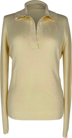 Gabriela Hearst Gabriela Hearts V-Neck Collared Sweater in Ivory Cashmere