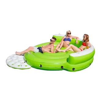 Bestway Materassino Gonfiabile A Forma Di Isola Dimensioni Xl Bestway Kick Back 275x255x65 Cm Con 5 Posti, Schienale E 5 Portabicchieri