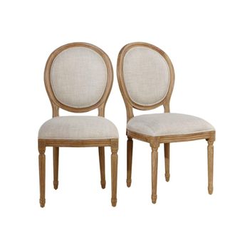 Robin des Bois Juego de 2 sillas de hevea y lino premium lino
