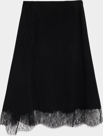 Lafayette 148 New York Lace-Trim Finesse Crepe Midi Skirt