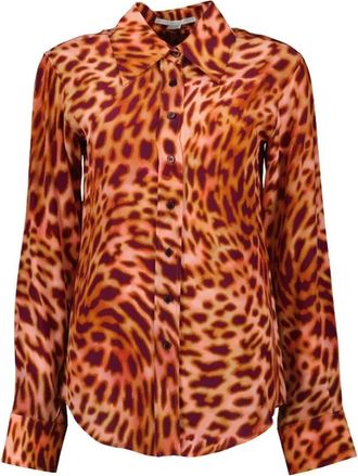 Stella McCartney Shirt met luipaardprint - Dames - Overhemden - Oranje - XS - Katoen - Overhemden