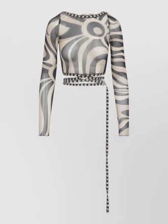 Pucci tulle mesh top signature print straps