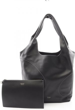 Ferragamo Black Leather Handbag Pouch Tote Bag (Pre-Owned)