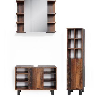 Vicco Set mobili bagno Fynn, Rovere rustico, 3 pezzi, base 80 cm