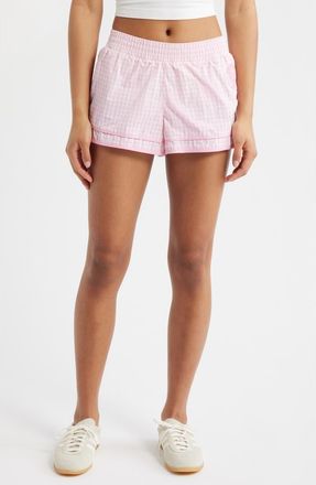 LoveShackFancy Lavey Gingham Shorts in Tickled Pink at Nordstrom, Size Xx-Small