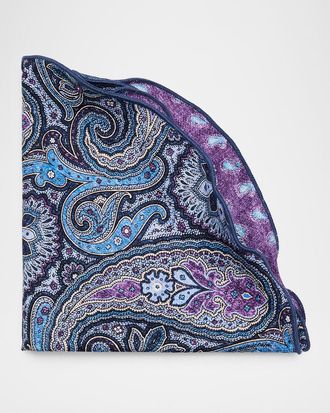 Edward Armah Mens Reversible Paisley Silk Pocket Circle