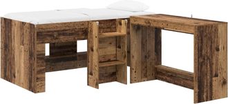 vidaXL Cama Alta Para Ni&ntilde;os Con Escritorio 2 Uds. Madera Envejecida Vidaxl