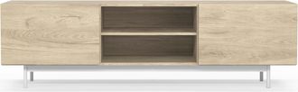 HERDASA Mueble Tv, Colecci&oacute;n Printed, En Melamina Con 2 Puertas Y 2 Estantes Abiertos. Roble