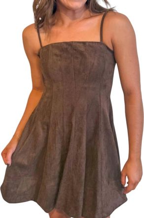 Olivaceous Litzy Suede Dress In Brown