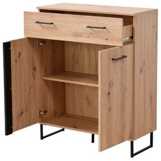 Dmora Credenza Ceredanoo, Madia un Cassetto, un Ripiano, Apertura Battente, Scorrevole, 85x35x104h cm Marrone Rovere Nodi
