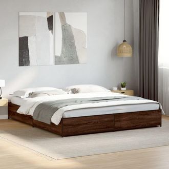 vidaXL Vidaxl - Estructura Cama Madera Ingenier&iacute;a Metal Marr&oacute;n Roble 200x200 Cm