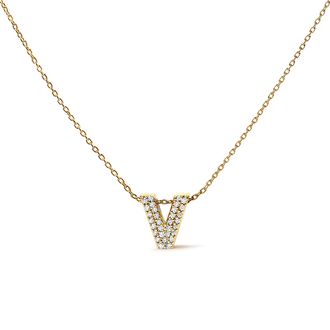 House of Brilliance 10K Gold Diamond Accent A-Z Initial Bubble Pendant Necklace