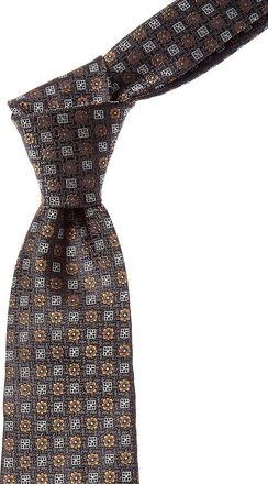 Canali Navy Floral Squares Silk Tie