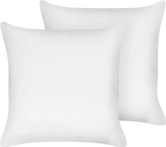 Beliani Beliani - Conjunto De Almohadas Coj&iacute;n Para Dormitorio 80 X 80 Cm Algod&oacute;n De Japara Funda Lyocell Relleno De Poli&eacute;ster Perfil Bajo Blanco Triglav