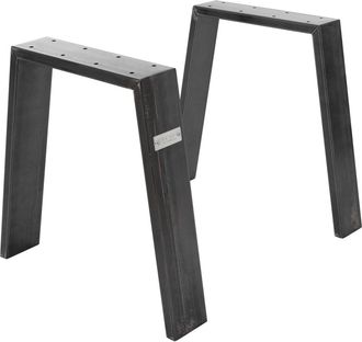 ML Design 2x patas de mesa industrial loft 44x42 cm en acero negro forma u