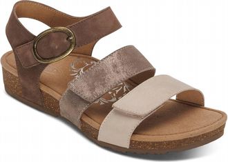 Aetrex Womens Lilly Quarter Strap Sandal In Taupe