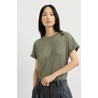 Brunello Cucinelli Sparkling cashmere and silk lightweight knit T-shirt in Origano at Nordstrom, Size Xxx-Large