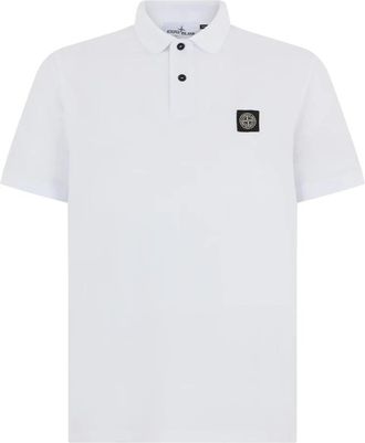 Stone Island Patch Logo Polo - Heren - Polos - Wit - 2XL - Katoen - Tops