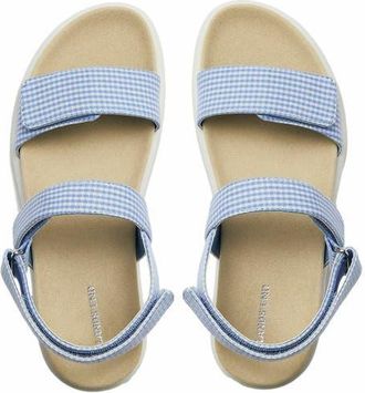 Lands End Comfort Adjustable Gingham Sandals in Light Blue Gingham at Nordstrom, Size 8.5
