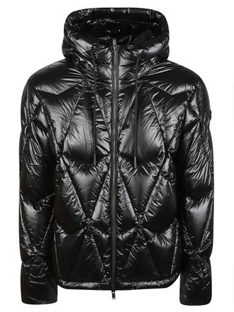 Moose Knuckles Iceberg Glossy Quilted Hooded Geometric Recycled Nylon Down Jacket