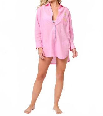 Shiraleah Vacay Out Of Office Cover-Up Shirt In Pink