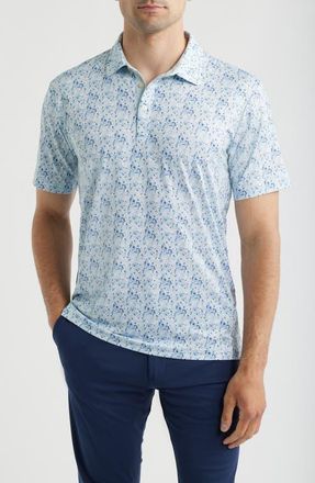 Swannies Sunday Floral Performance Golf Polo in Sky at Nordstrom, Size X-Large