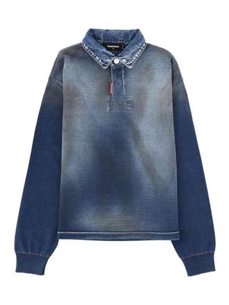 Dsquared2 Polo Shirt With Denim Effect